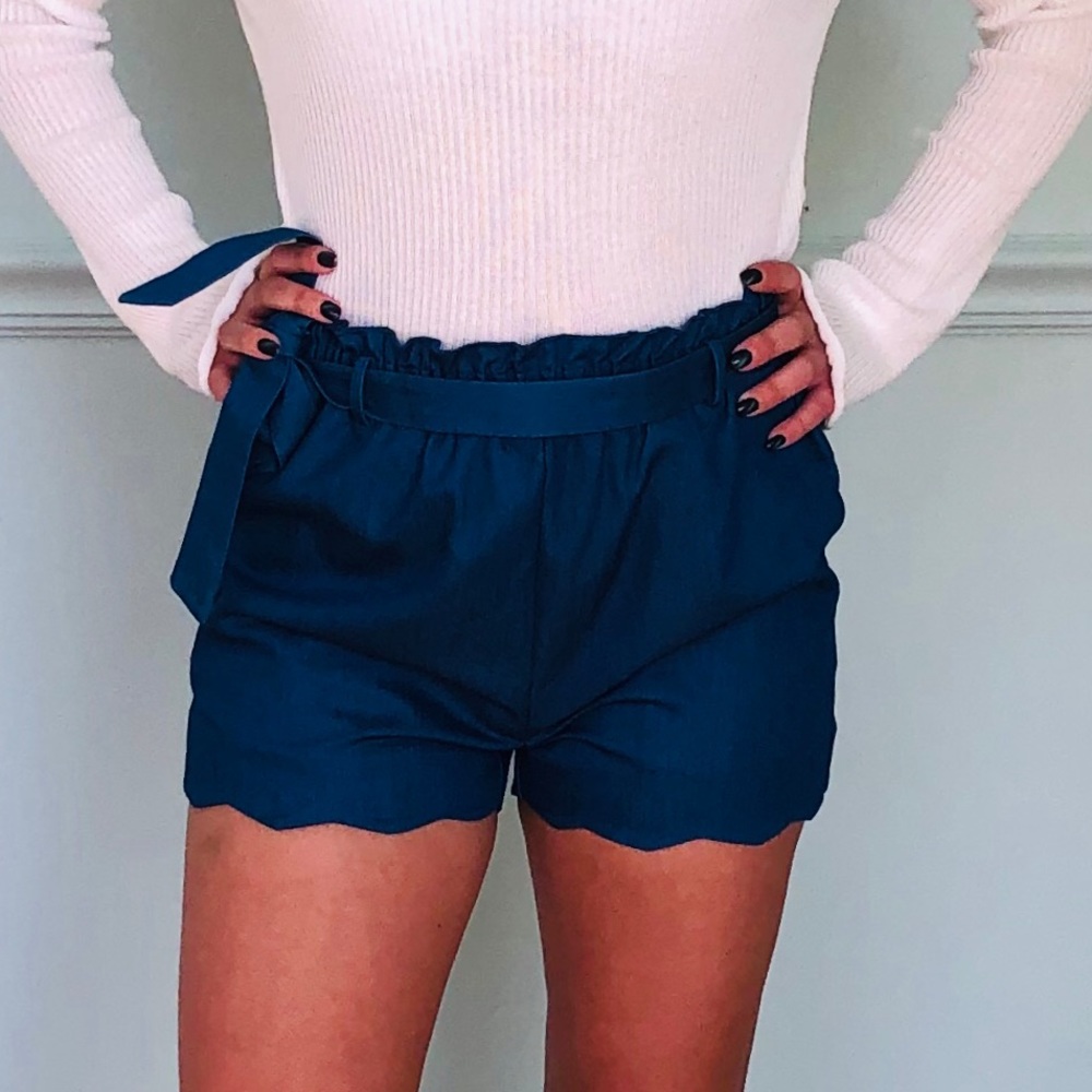 Blue ruffle shorts